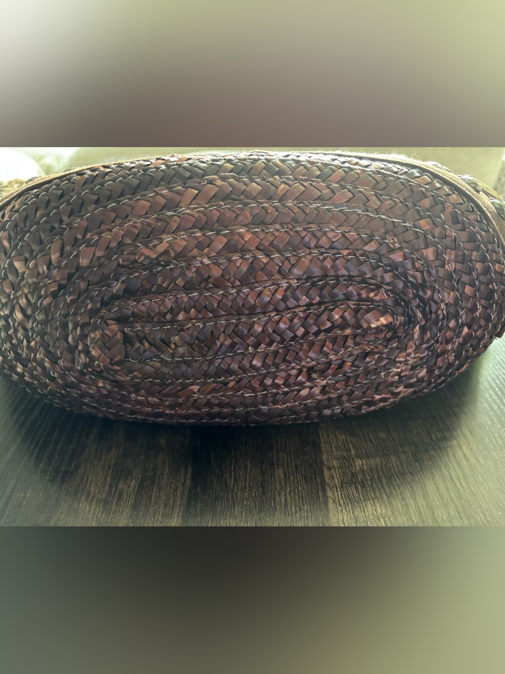 Big Buddha Brown Woven Straw Studded Boho Shoulder Tote Bag - Picture 5 of 8